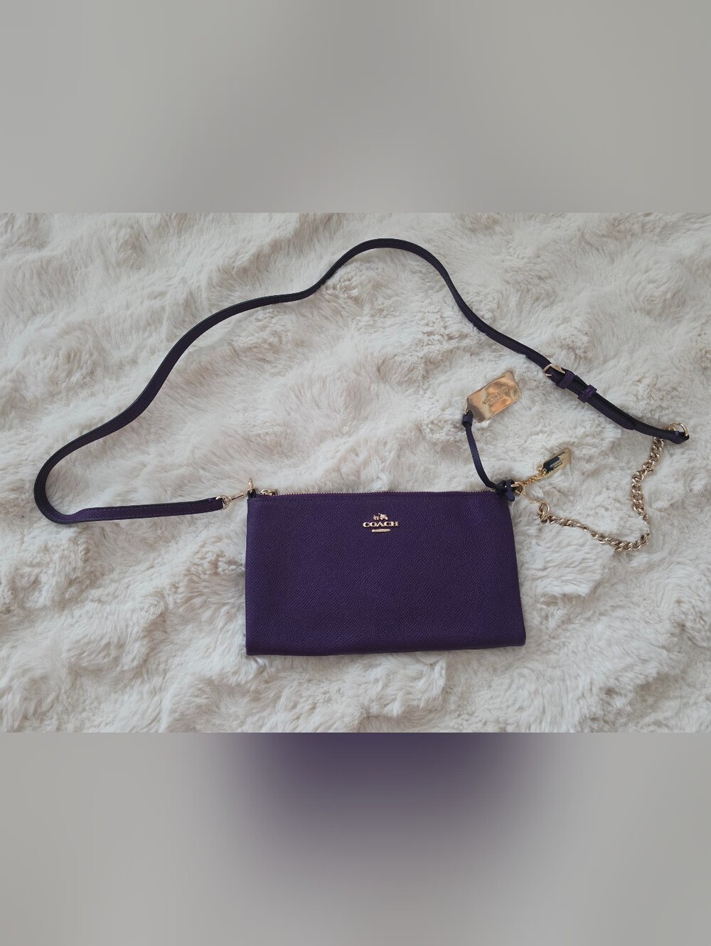 Coach Purple Genuine Leather Kylie Crossbody Bag With Gold Accents 52385
